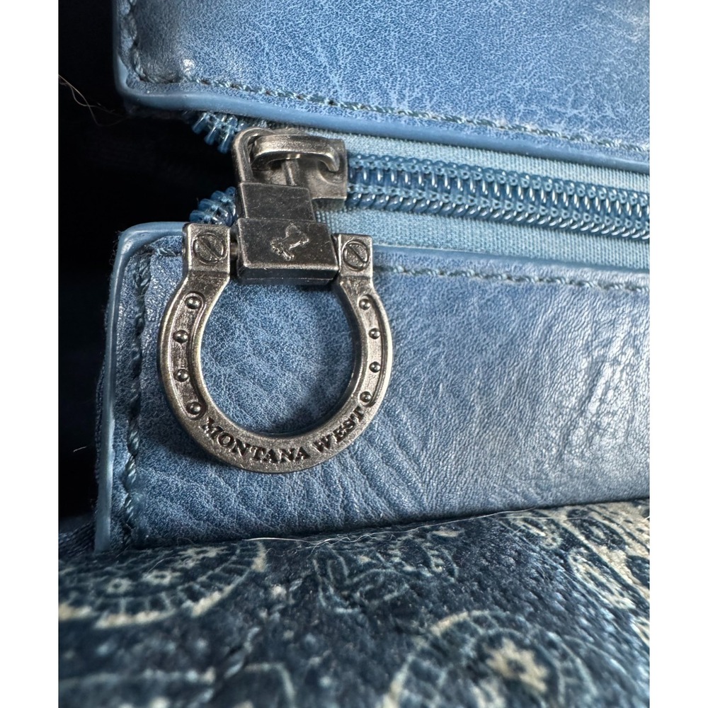 Montana West Bandana Paisley Concealed Carry Tote Bag Blue Cream No Strap - Picture 15 of 16